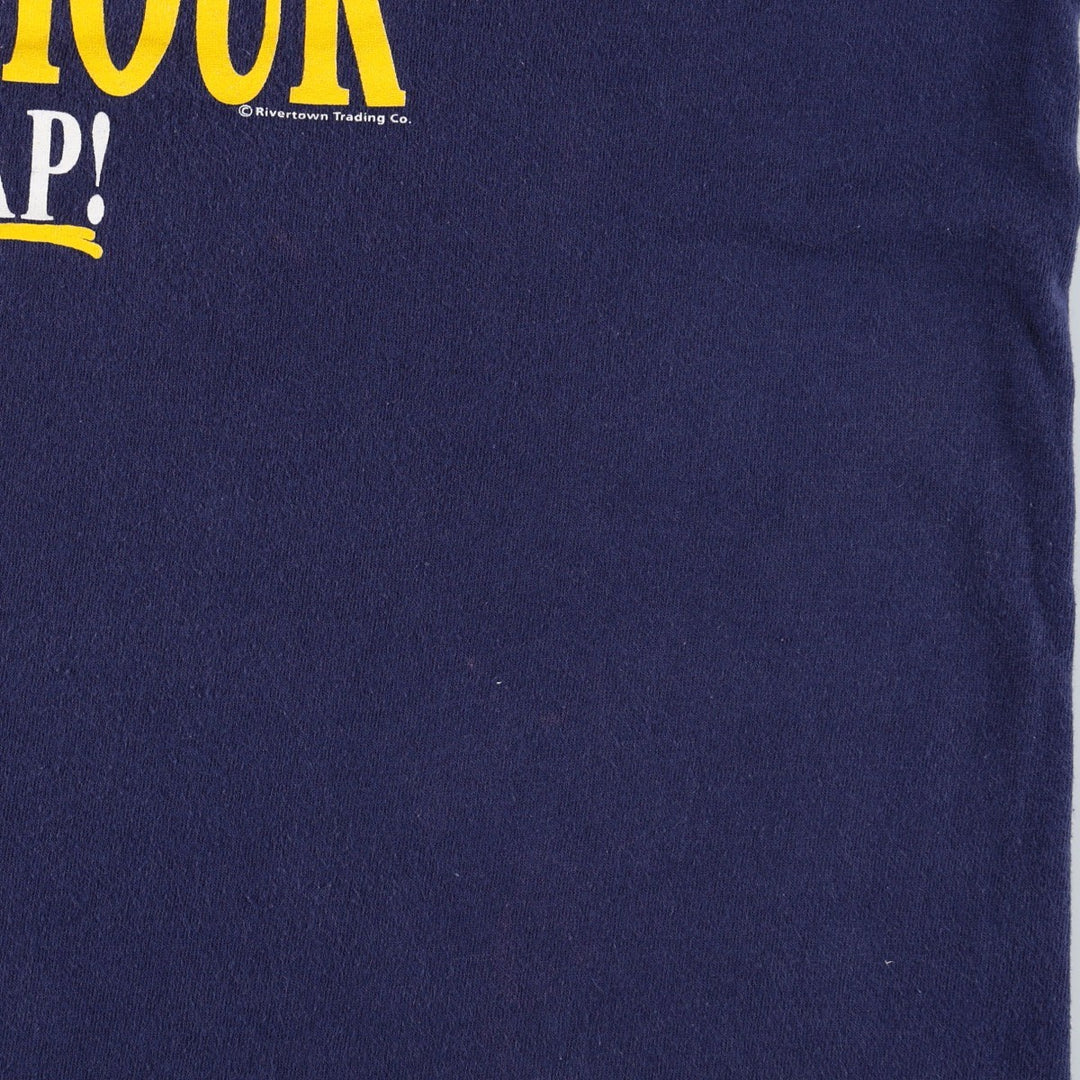 90'S Fruit of the Loom Message Print T-Shirt Made in USA Men's XL Vintage cotton navy blue type Vintage Second Hand
