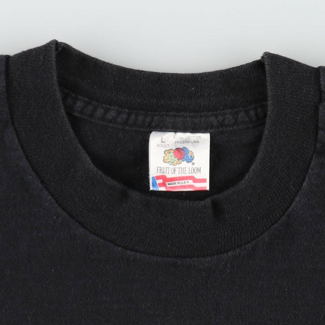 90'S Fruit of the Loom Skull Pattern Print T-Shirt, Made in USA, Men's Size L (approx.), Vintage cotton black type Vintage Second Hand