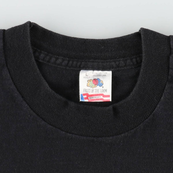 90'S Fruit of the Loom Skull Pattern Print T-Shirt, Made in USA, Men's Size L (approx.), Vintage cotton black type Vintage Second Hand