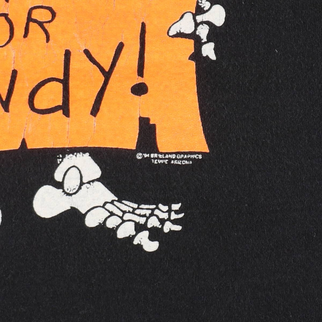 90'S Fruit of the Loom Skull Pattern Print T-Shirt, Made in USA, Men's Size L (approx.), Vintage cotton black type Vintage Second Hand