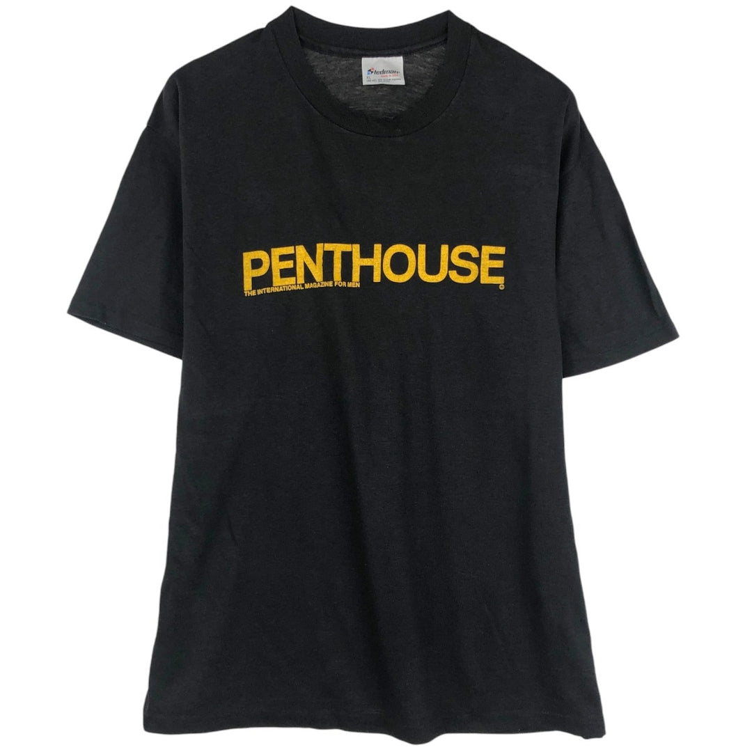 80s-90'S Stedman PENTHOUSE Print T-Shirt, Made in USA, Men's XL equivalent, Vintage polyester black type Vintage Second Hand