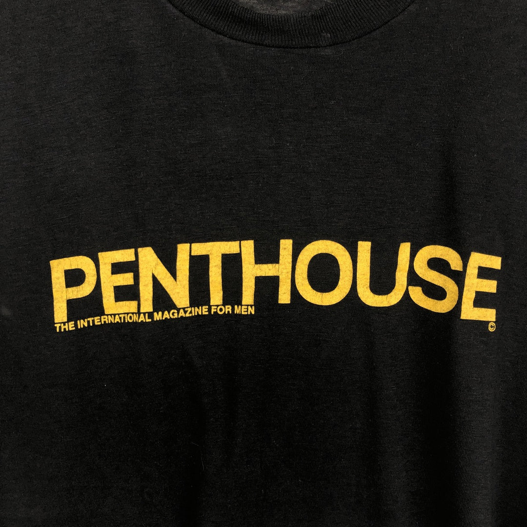 80s-90'S Stedman PENTHOUSE Print T-Shirt, Made in USA, Men's XL equivalent, Vintage polyester black type Vintage Second Hand