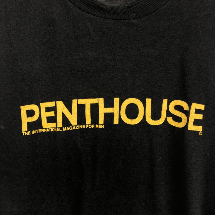 80s-90'S Stedman PENTHOUSE Print T-Shirt, Made in USA, Men's XL equivalent, Vintage polyester black type Vintage Second Hand
