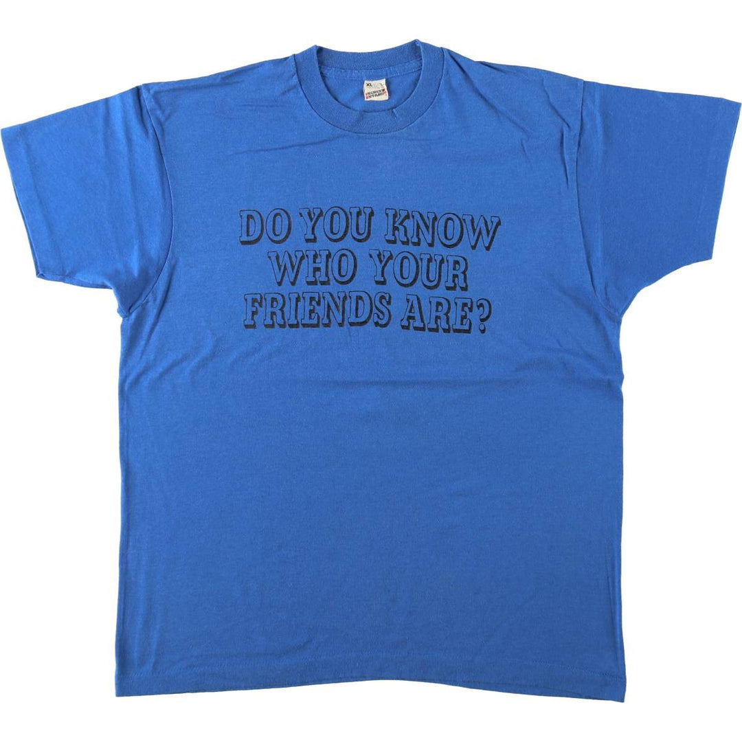 80'S Screen Stars SADD Print T-Shirt, Made in USA, Men's XL equivalent, Vintage cotton blue type Vintage Second Hand