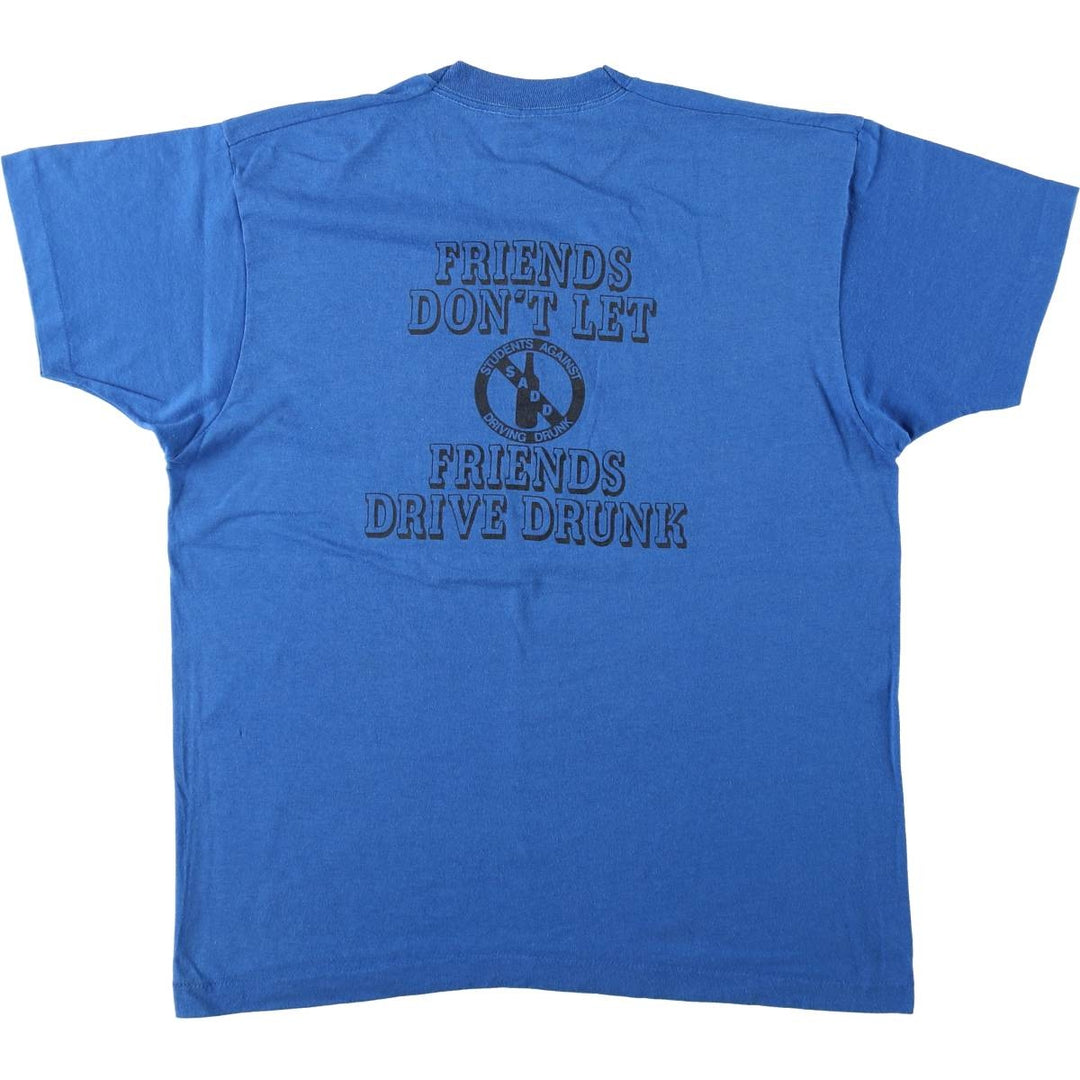 80'S Screen Stars SADD Print T-Shirt, Made in USA, Men's XL equivalent, Vintage cotton blue type Vintage Second Hand