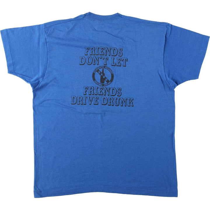 80'S Screen Stars SADD Print T-Shirt, Made in USA, Men's XL equivalent, Vintage cotton blue type Vintage Second Hand