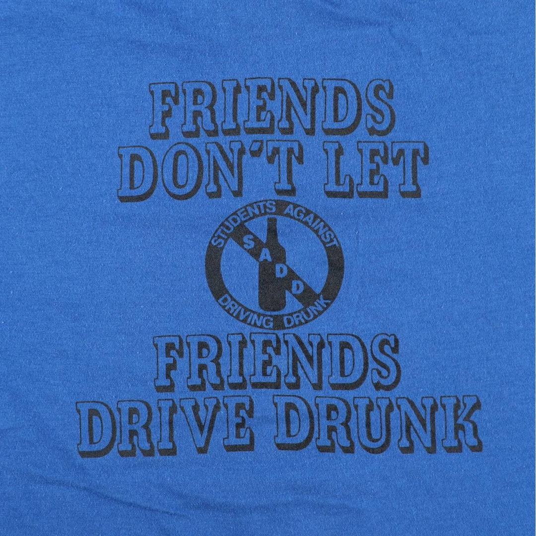 80'S Screen Stars SADD Print T-Shirt, Made in USA, Men's XL equivalent, Vintage cotton blue type Vintage Second Hand