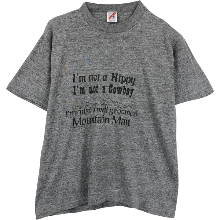 80s-90'S Jerzees Print T-Shirt, Made in USA, Men's Size M (approx.), Vintage polyester gray type Vintage Second Hand