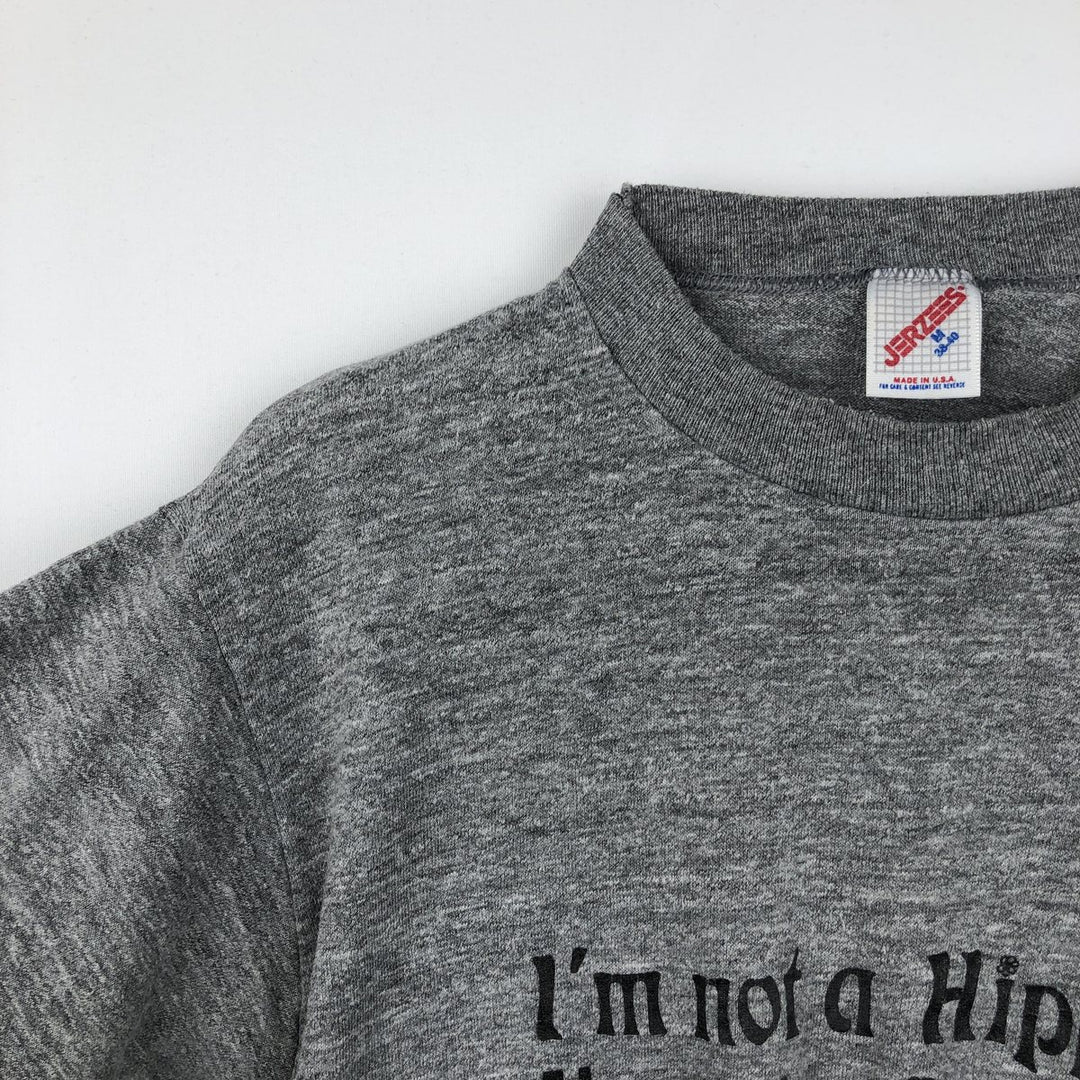 80s-90'S Jerzees Print T-Shirt, Made in USA, Men's Size M (approx.), Vintage polyester gray type Vintage Second Hand