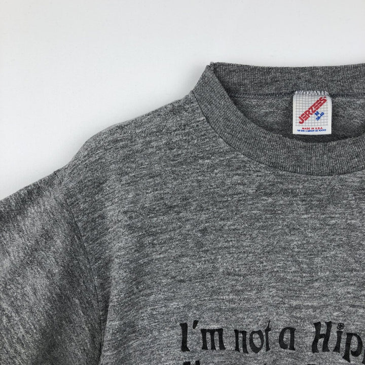 80s-90'S Jerzees Print T-Shirt, Made in USA, Men's Size M (approx.), Vintage polyester gray type Vintage Second Hand