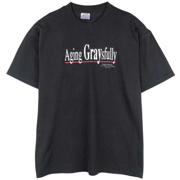 90'S SHOEBOX GREETINGS Print T-Shirt, Made in USA, Men's XL equivalent, Vintage cotton black type Vintage Second Hand