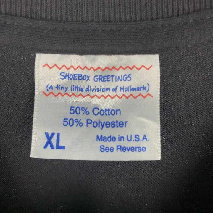 90'S SHOEBOX GREETINGS Print T-Shirt, Made in USA, Men's XL equivalent, Vintage cotton black type Vintage Second Hand
