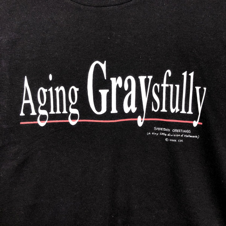 90'S SHOEBOX GREETINGS Print T-Shirt, Made in USA, Men's XL equivalent, Vintage cotton black type Vintage Second Hand