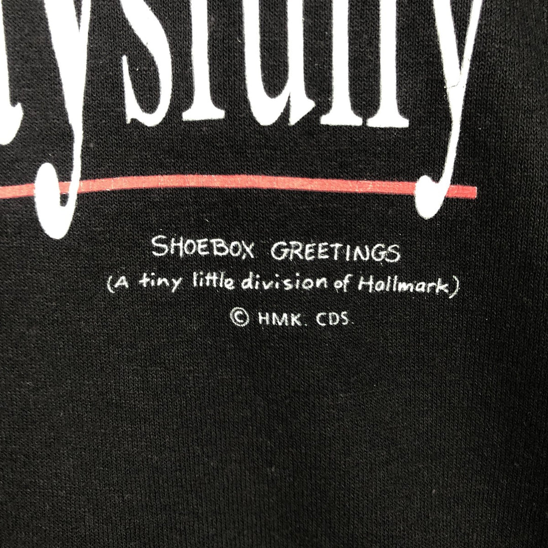 90'S SHOEBOX GREETINGS Print T-Shirt, Made in USA, Men's XL equivalent, Vintage cotton black type Vintage Second Hand