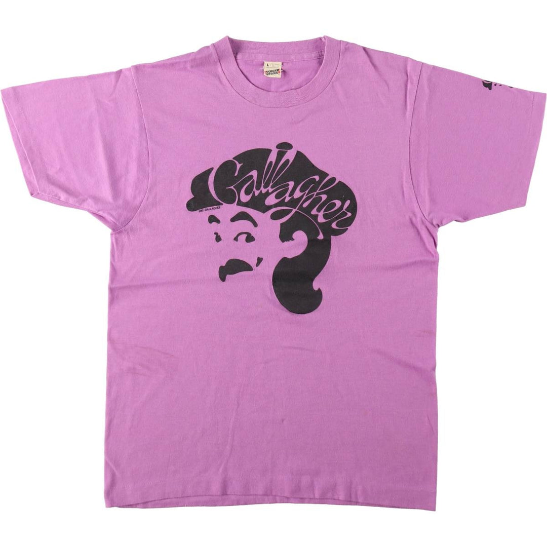 80'S Screen Stars Gallagher Print T-Shirt, Made in USA, Men's Size L (approx.), Vintage cotton purple type Vintage Second Hand
