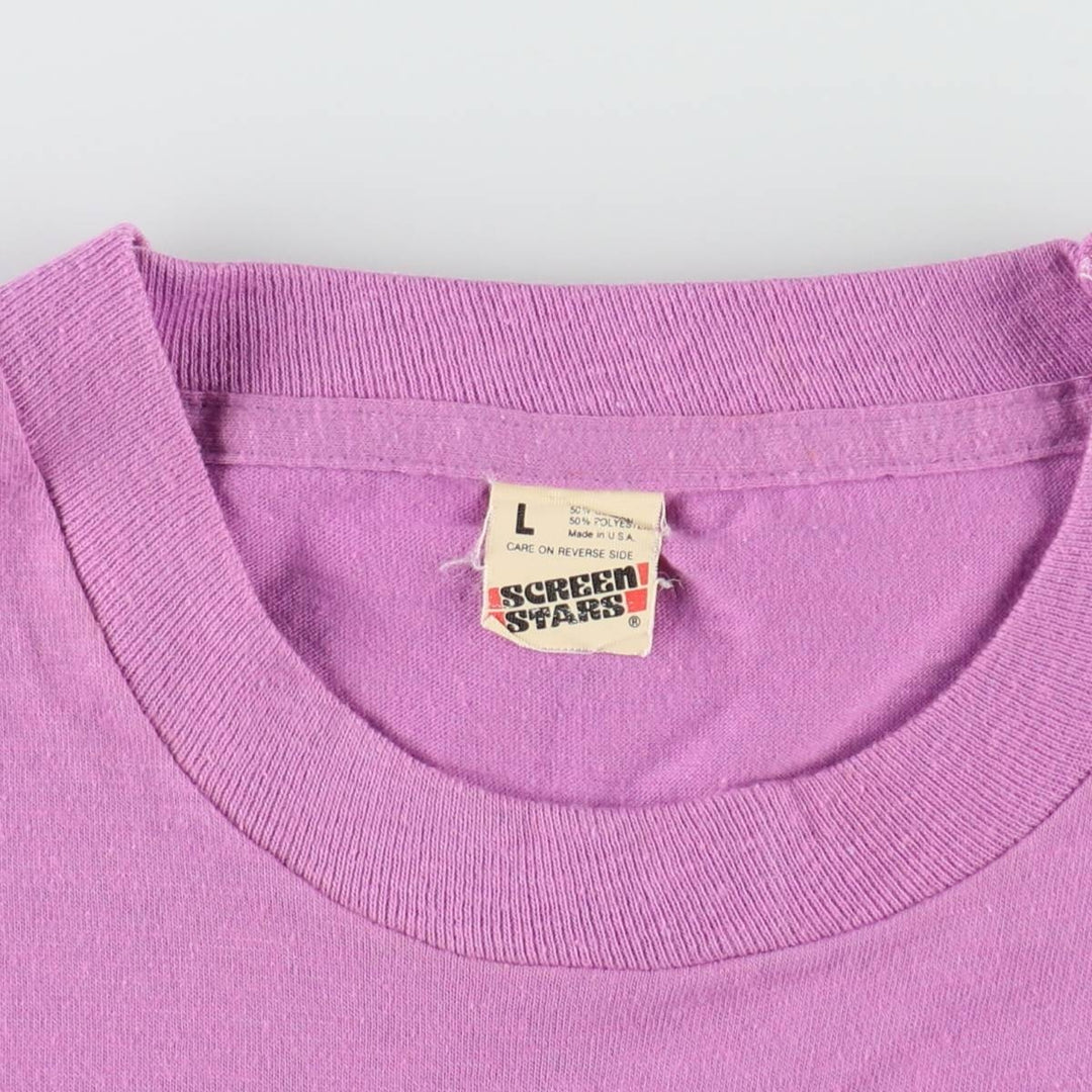 80'S Screen Stars Gallagher Print T-Shirt, Made in USA, Men's Size L (approx.), Vintage cotton purple type Vintage Second Hand