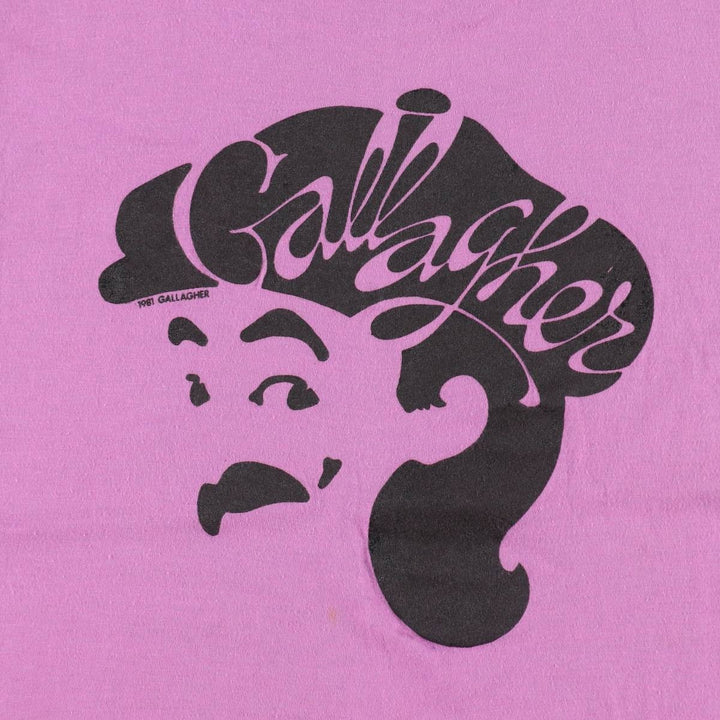 80'S Screen Stars Gallagher Print T-Shirt, Made in USA, Men's Size L (approx.), Vintage cotton purple type Vintage Second Hand