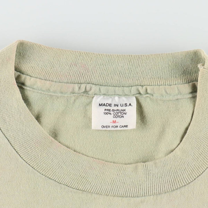 90'S Fish Print T-Shirt, Made in USA, Men's Size M (Equivalent), Vintage cotton Khaki type sage green Vintage Second Hand