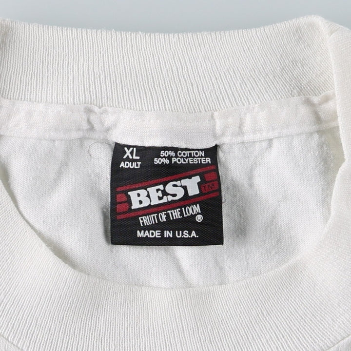 90'S Fruit of the Loom printed T-shirt, made in the USA, men's XL size, vintage cotton white type Vintage Second Hand