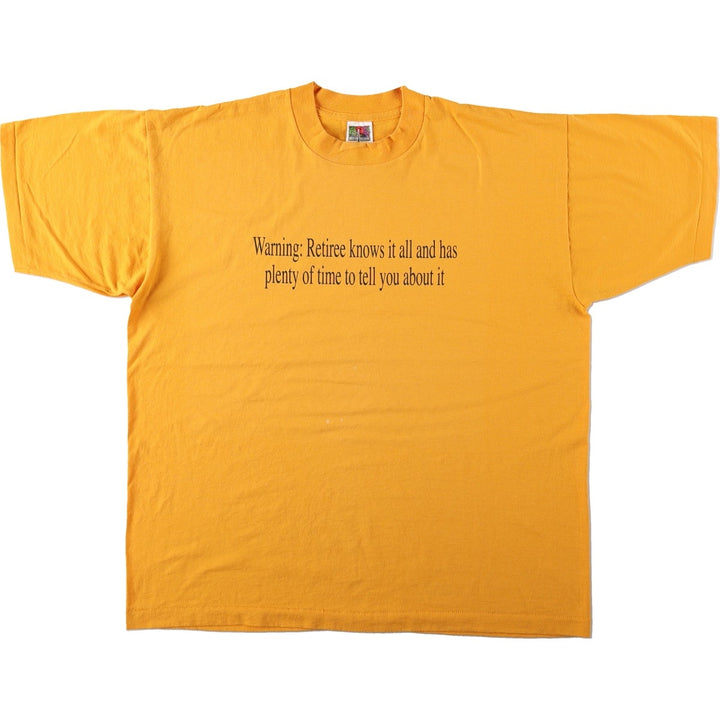 2000'S Fruit of the Loom Best Message Print T-Shirt (Men's XL equivalent) cotton yellow type Vintage Second Hand