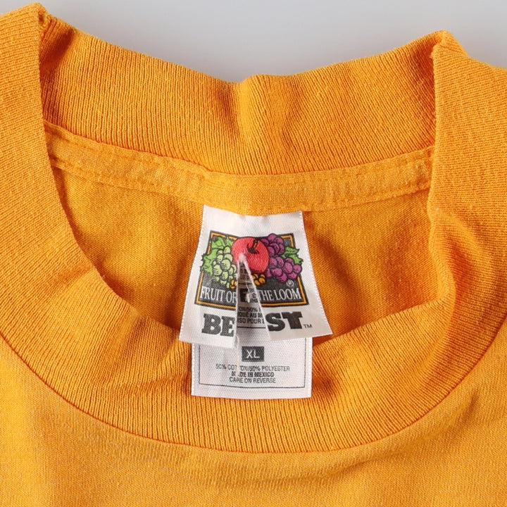 2000'S Fruit of the Loom Best Message Print T-Shirt (Men's XL equivalent) cotton yellow type Vintage Second Hand