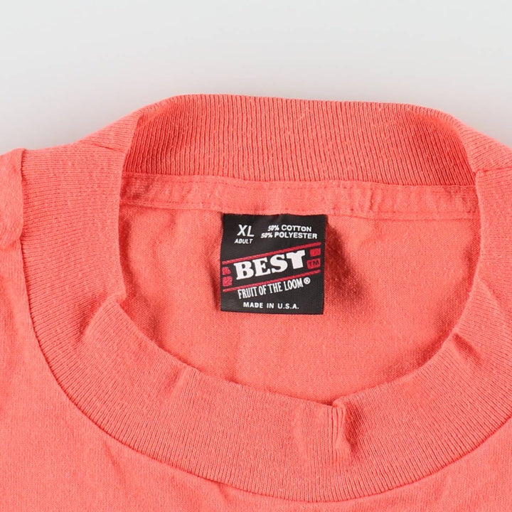 90'S Fruit of the Loom printed T-shirt, made in the USA, men's XL size, vintage cotton coral Vintage Second Hand