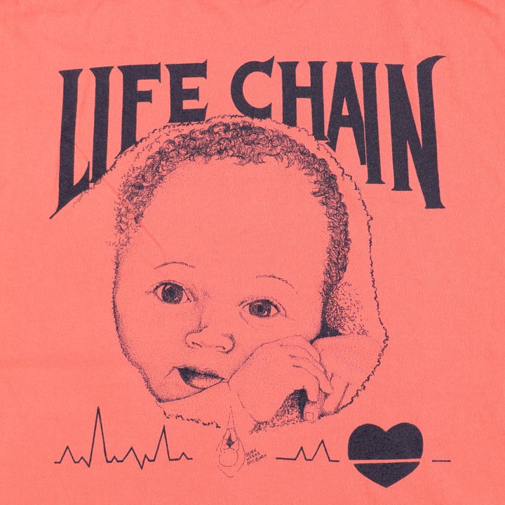 90'S Fruit of the Loom printed T-shirt, made in the USA, men's XL size, vintage cotton coral Vintage Second Hand