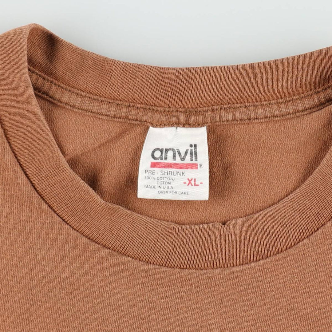 90'S Anvil Printed T-shirt Made in USA Men's XL Vintage cotton chocolate Vintage Second Hand