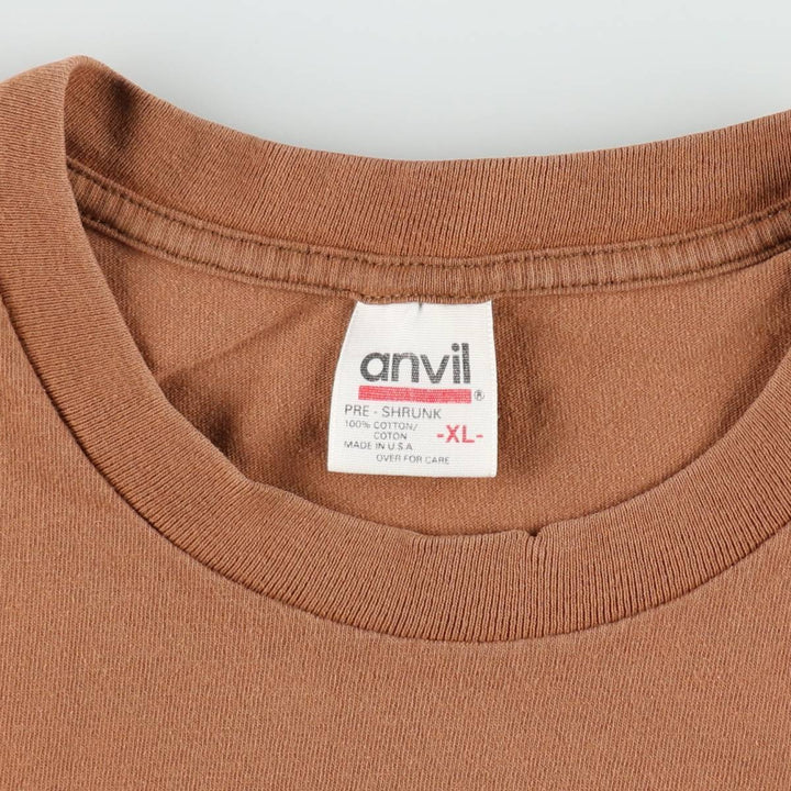 90'S Anvil Printed T-shirt Made in USA Men's XL Vintage cotton chocolate Vintage Second Hand