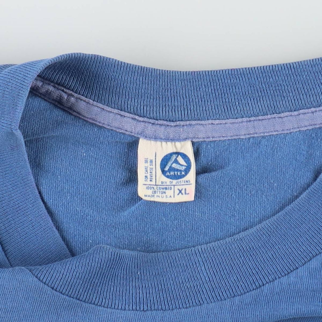 70s-80'S Artex Print T-Shirt, Made in USA, Men's XL equivalent, Vintage cotton blue type Vintage Second Hand