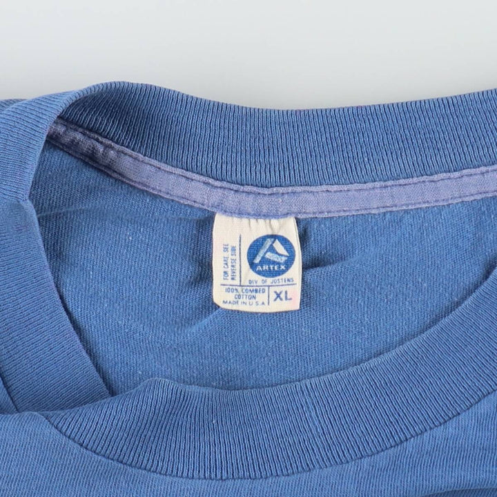 70s-80'S Artex Print T-Shirt, Made in USA, Men's XL equivalent, Vintage cotton blue type Vintage Second Hand