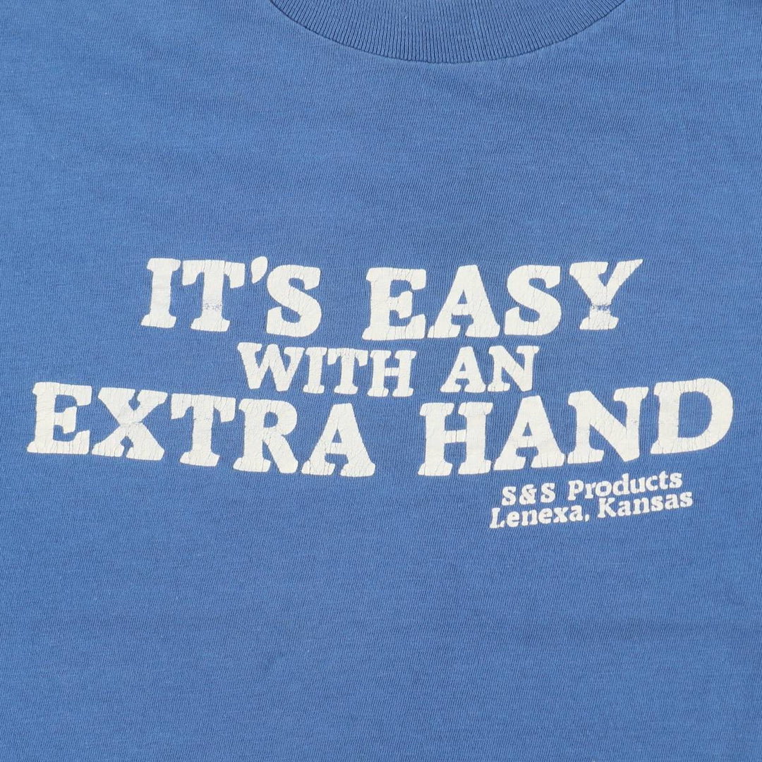 70s-80'S Artex Print T-Shirt, Made in USA, Men's XL equivalent, Vintage cotton blue type Vintage Second Hand