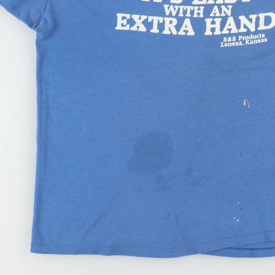 70s-80'S Artex Print T-Shirt, Made in USA, Men's XL equivalent, Vintage cotton blue type Vintage Second Hand