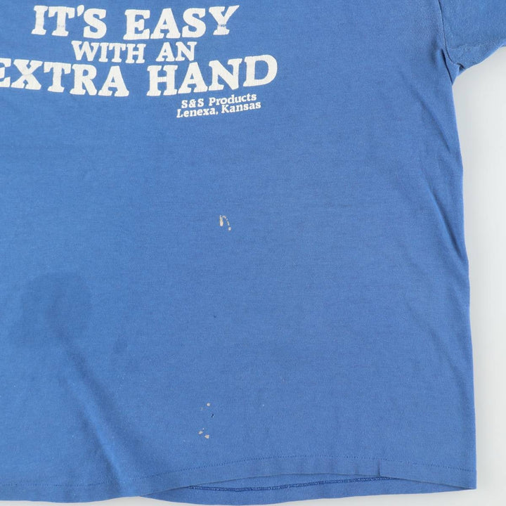 70s-80'S Artex Print T-Shirt, Made in USA, Men's XL equivalent, Vintage cotton blue type Vintage Second Hand