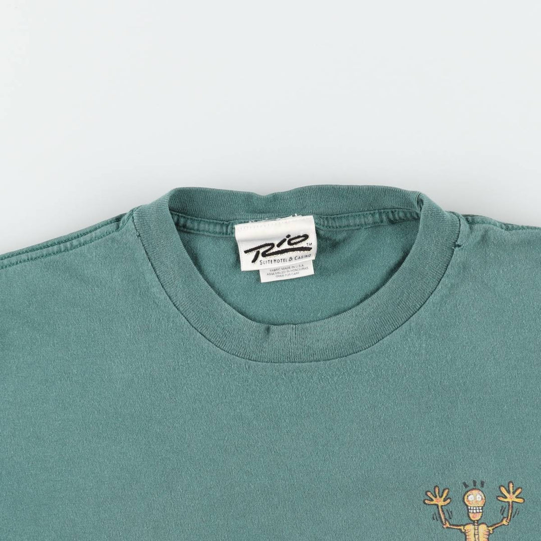90'S Anvil Rio Suite Hotel and Casino Skull Pattern Print T-Shirt, Men's XL (approx.) Vintage cotton green type Vintage Second Hand