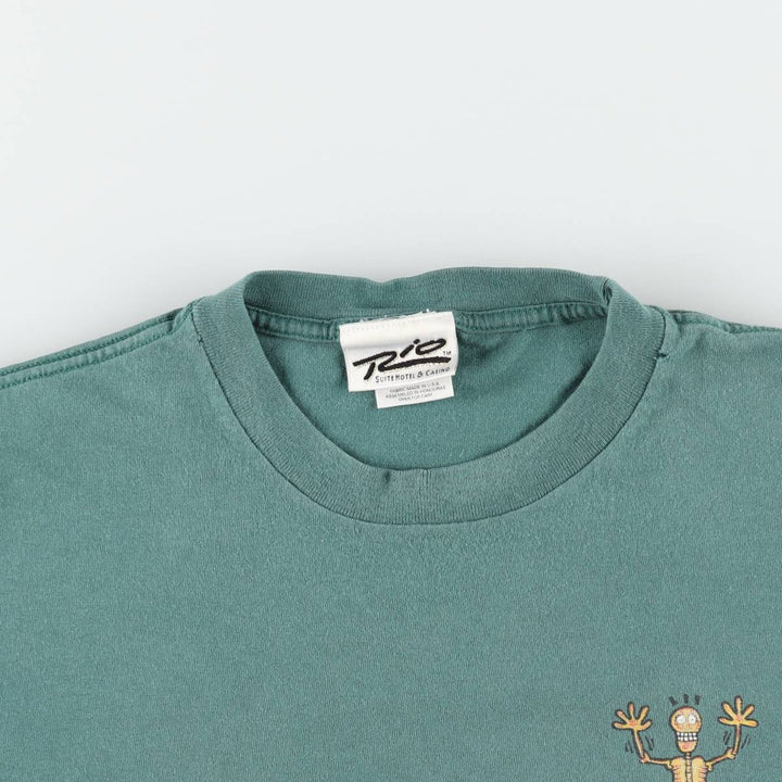 90'S Anvil Rio Suite Hotel and Casino Skull Pattern Print T-Shirt, Men's XL (approx.) Vintage cotton green type Vintage Second Hand