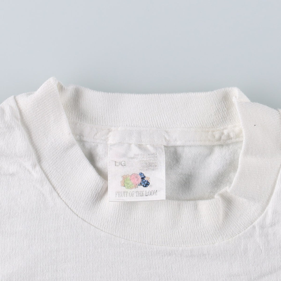 90'S Fruit of the Loom souvenir T-shirt, made in Canada, men's size L equivalent, vintage. cotton white type Vintage Second Hand
