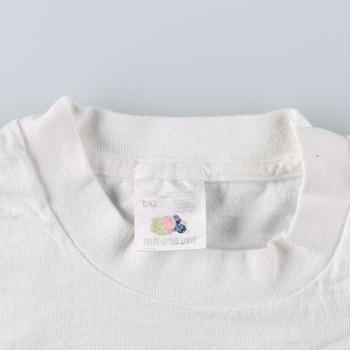 90'S Fruit of the Loom souvenir T-shirt, made in Canada, men's size L equivalent, vintage. cotton white type Vintage Second Hand