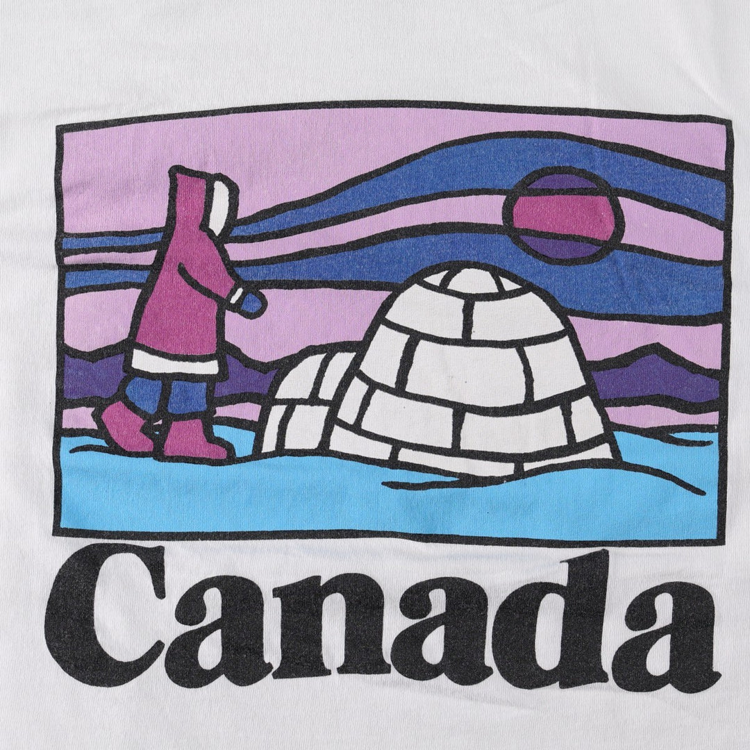90'S Fruit of the Loom souvenir T-shirt, made in Canada, men's size L equivalent, vintage. cotton white type Vintage Second Hand