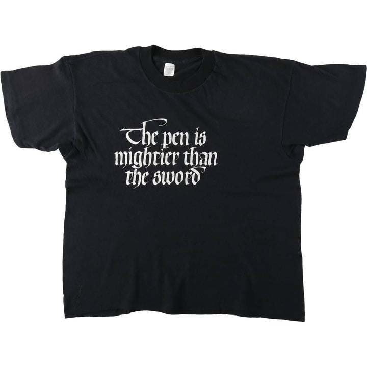 Message print t-shirt, made in USA, men's size XL (equivalent), vintage. cotton black type Vintage Second Hand