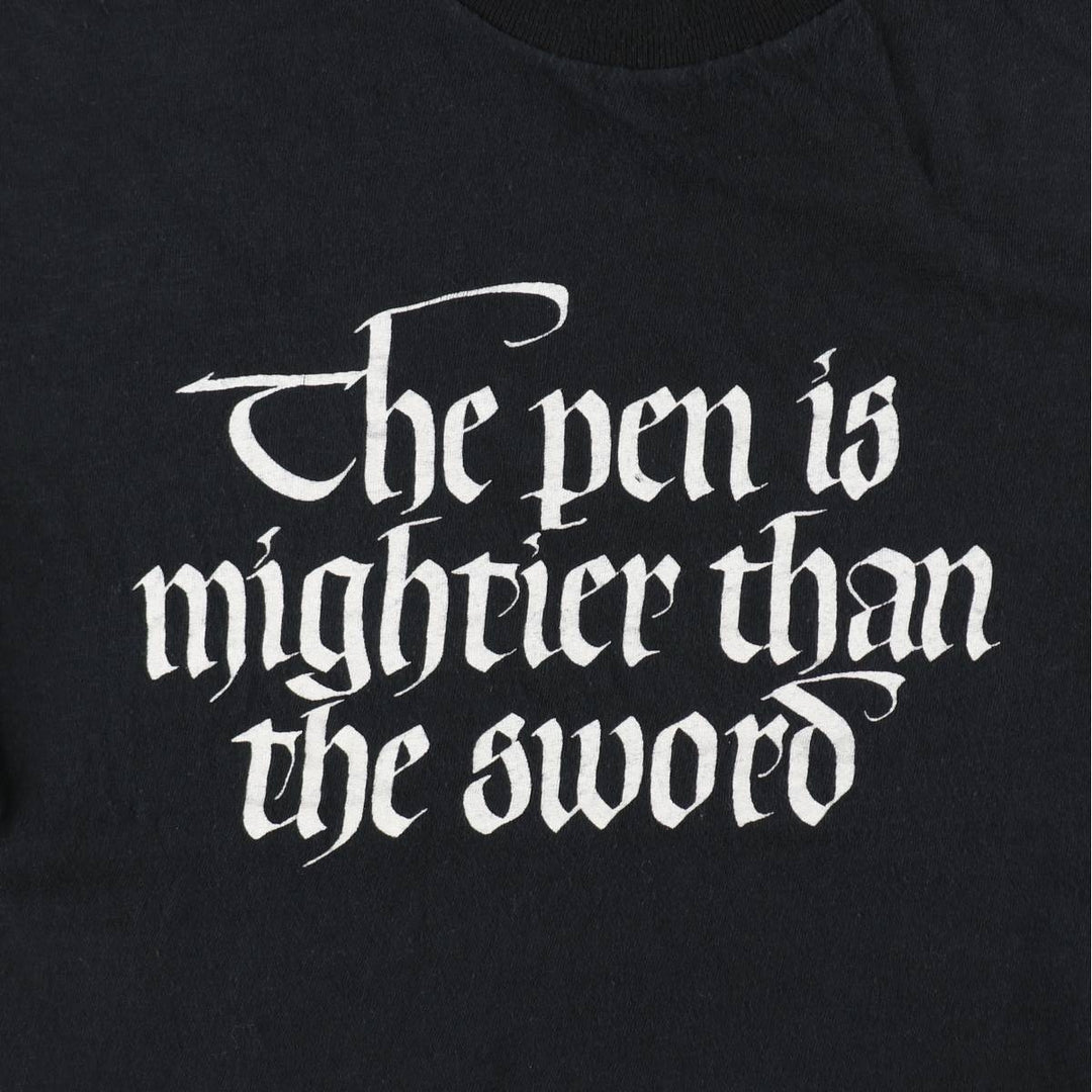 Message print t-shirt, made in USA, men's size XL (equivalent), vintage. cotton black type Vintage Second Hand