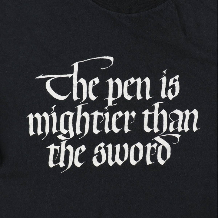 Message print t-shirt, made in USA, men's size XL (equivalent), vintage. cotton black type Vintage Second Hand