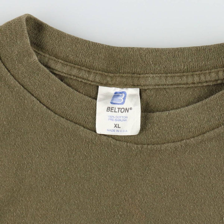 90'S BELTON SMP Print T-Shirt, Made in USA, Men's XL equivalent, Vintage cotton Khaki type Vintage Second Hand