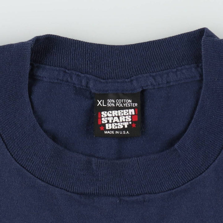 90'S SCREEN STARS Printed T-shirt Made in USA Men's XL Vintage cotton navy blue type Vintage Second Hand
