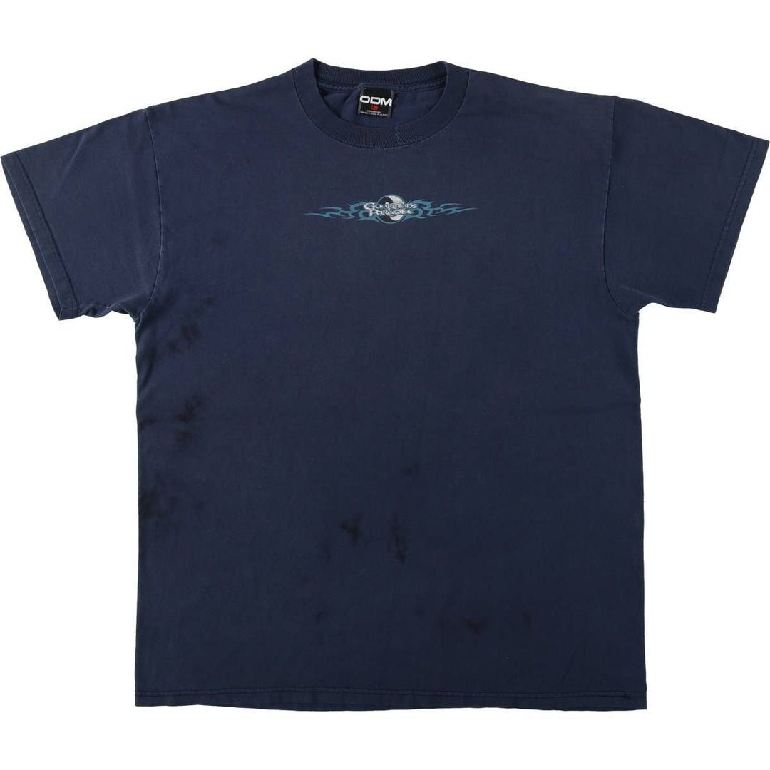 ODM Tribal Print T-Shirt (Men's Size L) cotton navy blue type Vintage Second Hand