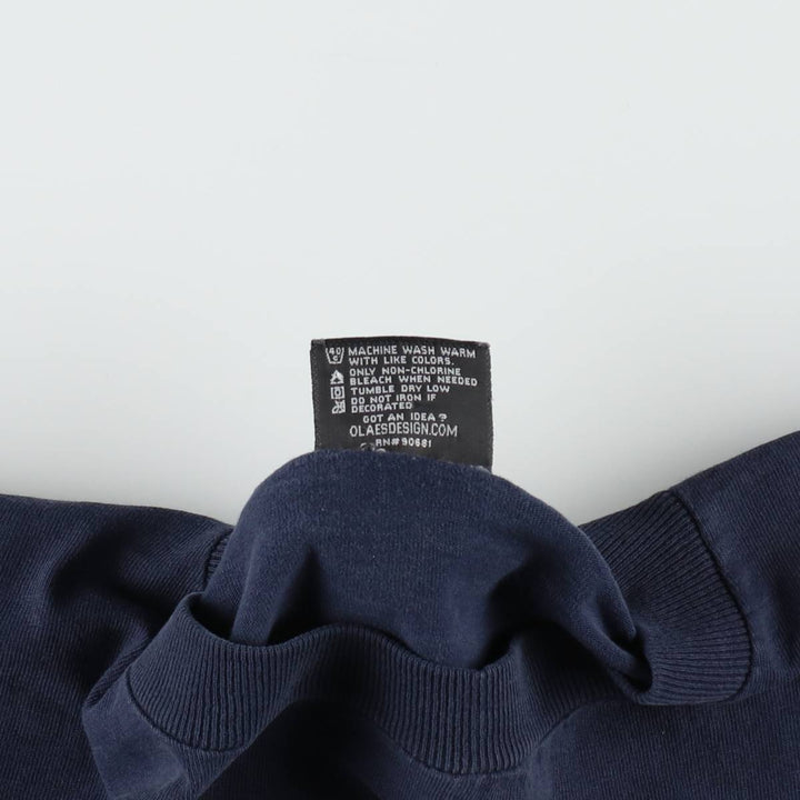 ODM Tribal Print T-Shirt (Men's Size L) cotton navy blue type Vintage Second Hand