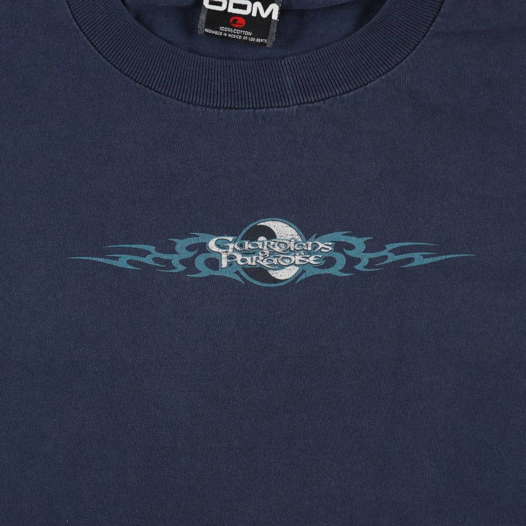 ODM Tribal Print T-Shirt (Men's Size L) cotton navy blue type Vintage Second Hand