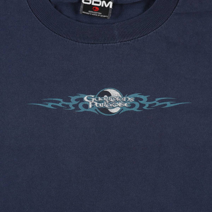 ODM Tribal Print T-Shirt (Men's Size L) cotton navy blue type Vintage Second Hand