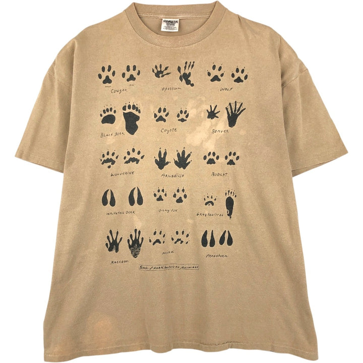 90'S ONEITA Printed T-Shirt, Made in USA, Men's XXL, Vintage cotton Beige type Vintage Second Hand