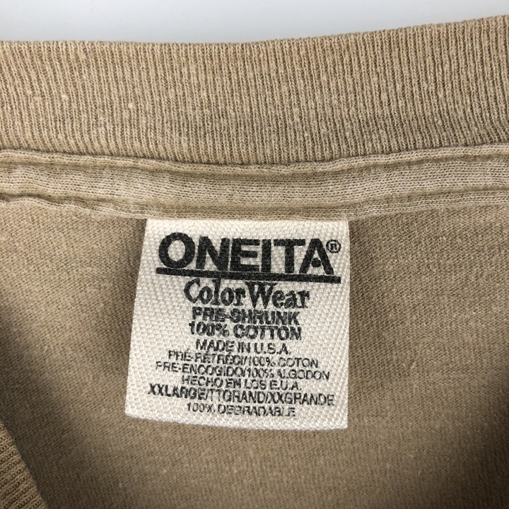 90'S ONEITA Printed T-Shirt, Made in USA, Men's XXL, Vintage cotton Beige type Vintage Second Hand